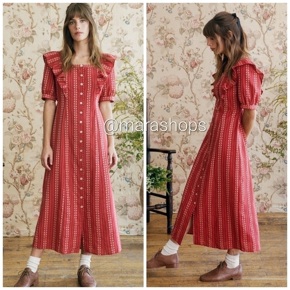 Christy Dawn The Darcy Dress Hibiscus Zinnia Stripe